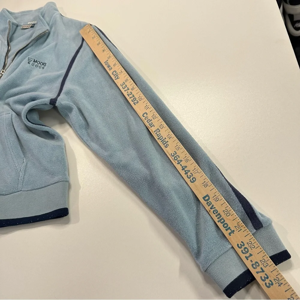 Mooks Blue Fleece Track Jacket Y2K 2000 Vintage Sporty Athletic Street Style